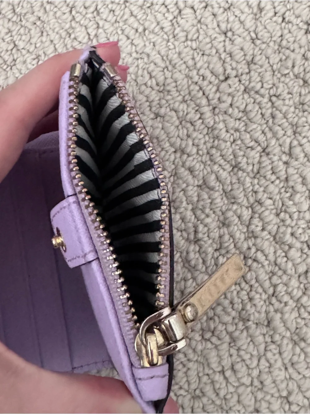 kate spade Leather Compact Wallet in Lilac